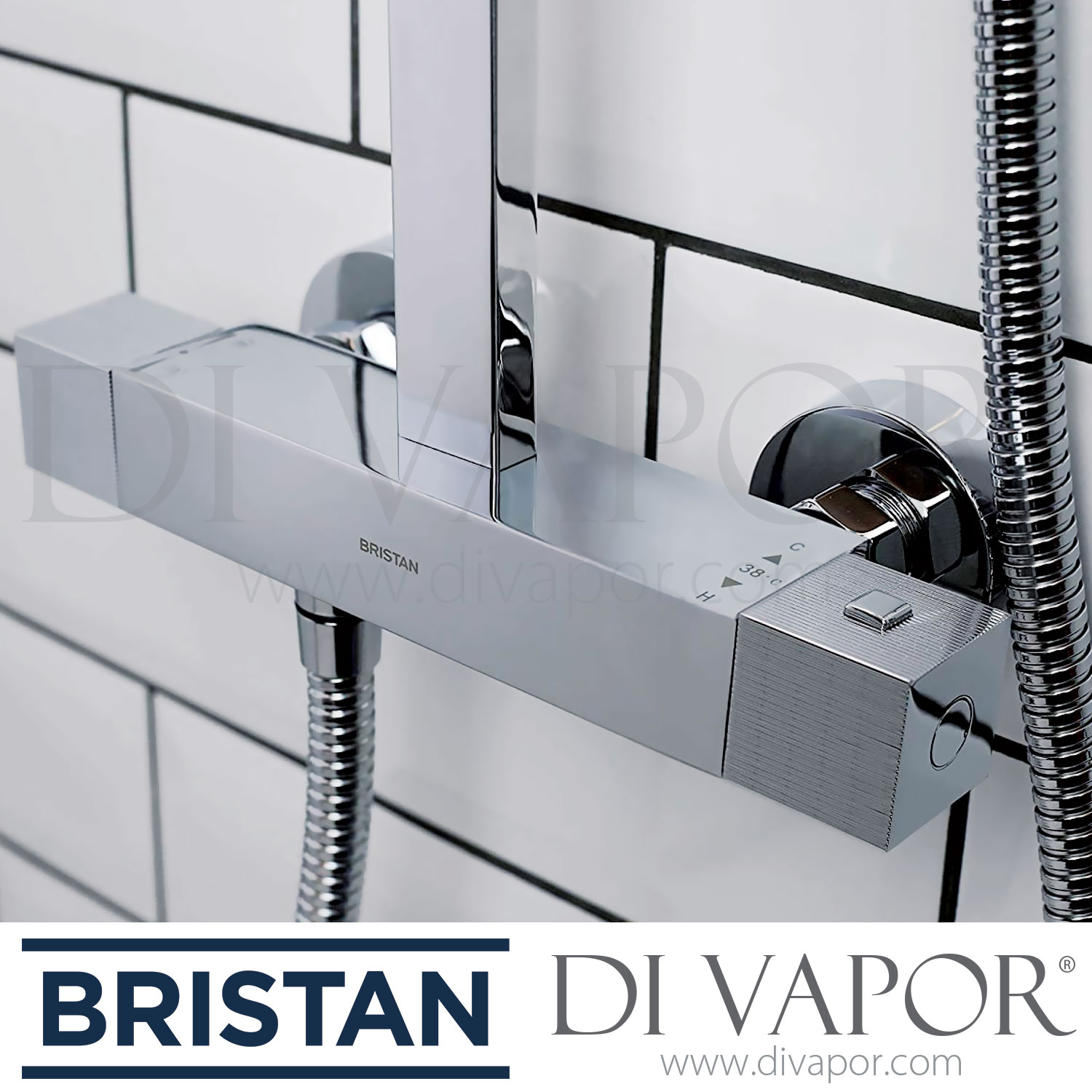 Bristan QD SHXDIVFF C Quadrato Exposed Fixed Head Bar Shower with